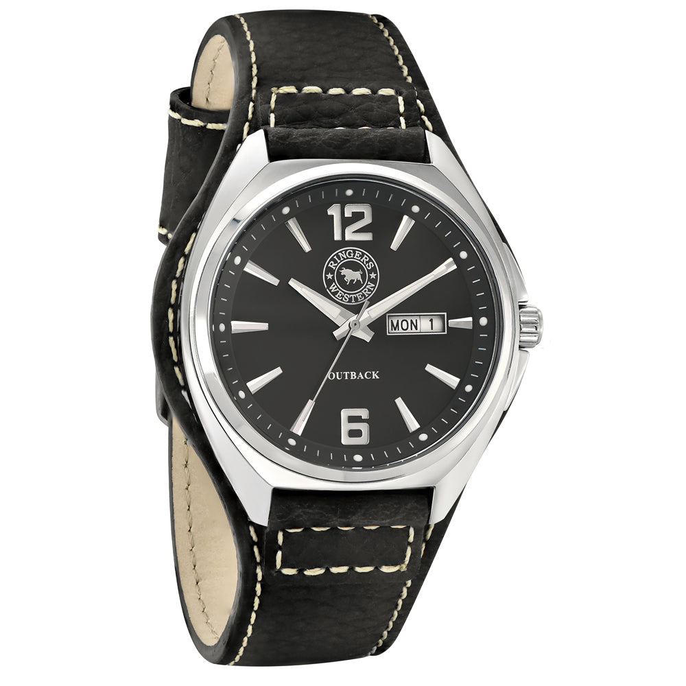 Ringers Western - Outback Black Leather Mens Watch