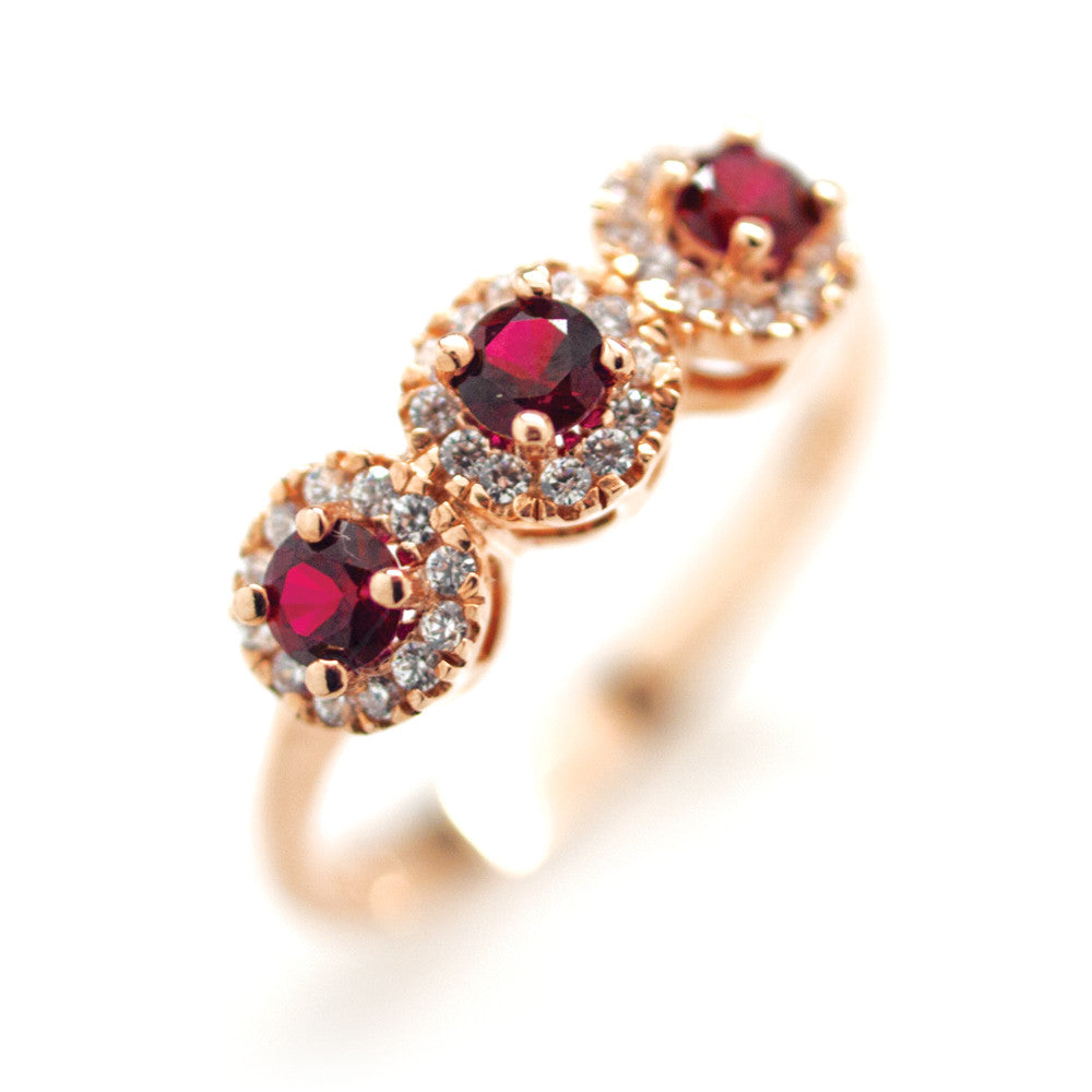 9ct Gold Ruby & Cubic Zirconia Ring
