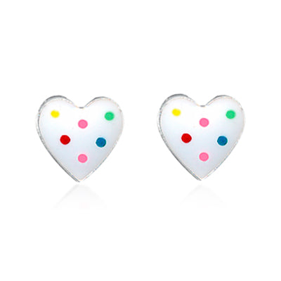 Sterling Silver & Enamel Heart Earrings