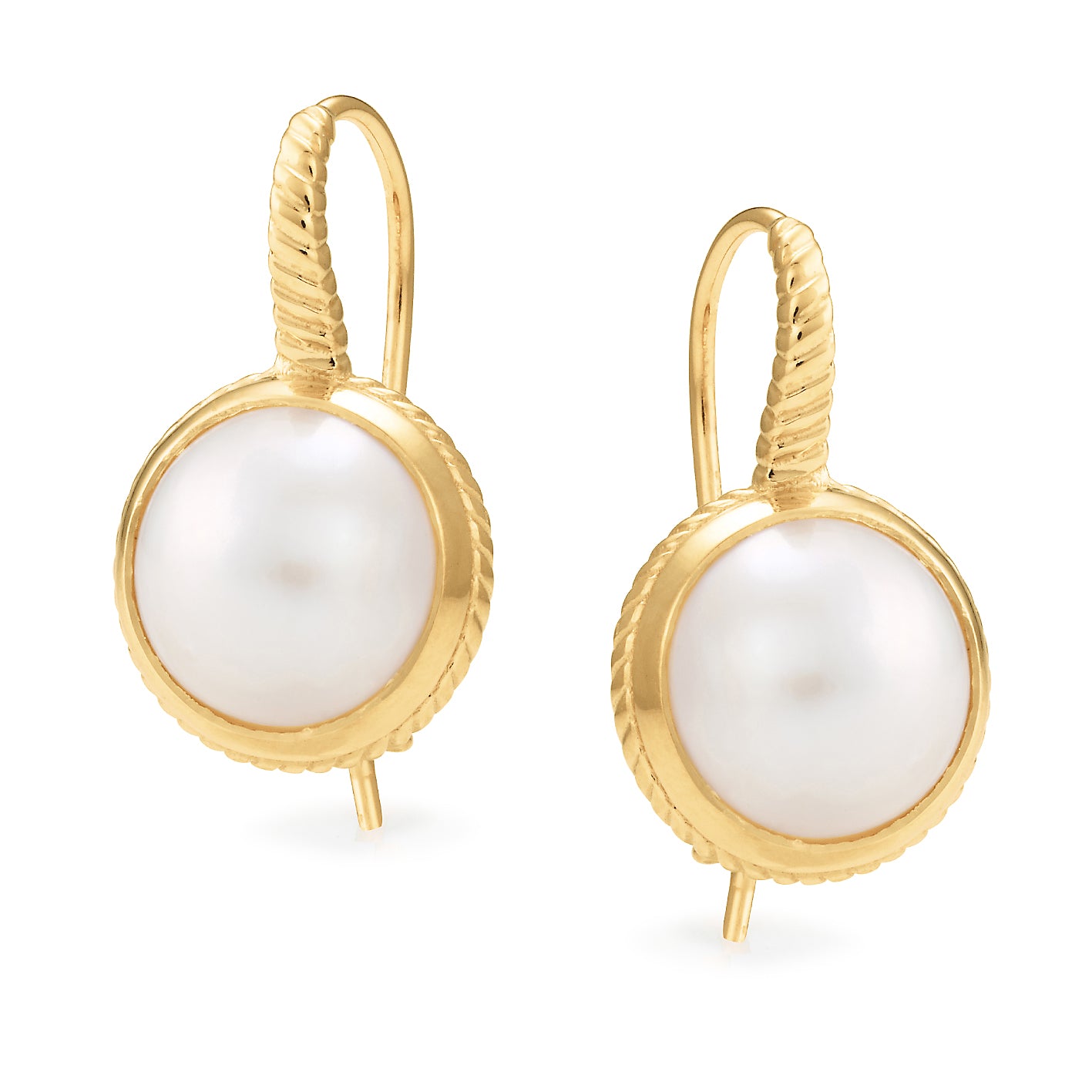 9ct Yellow Gold Mabe Pearl Earrings