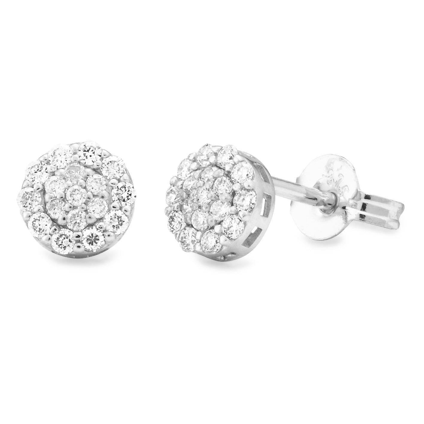 Diamond Cluster Studs in 9ct White Gold