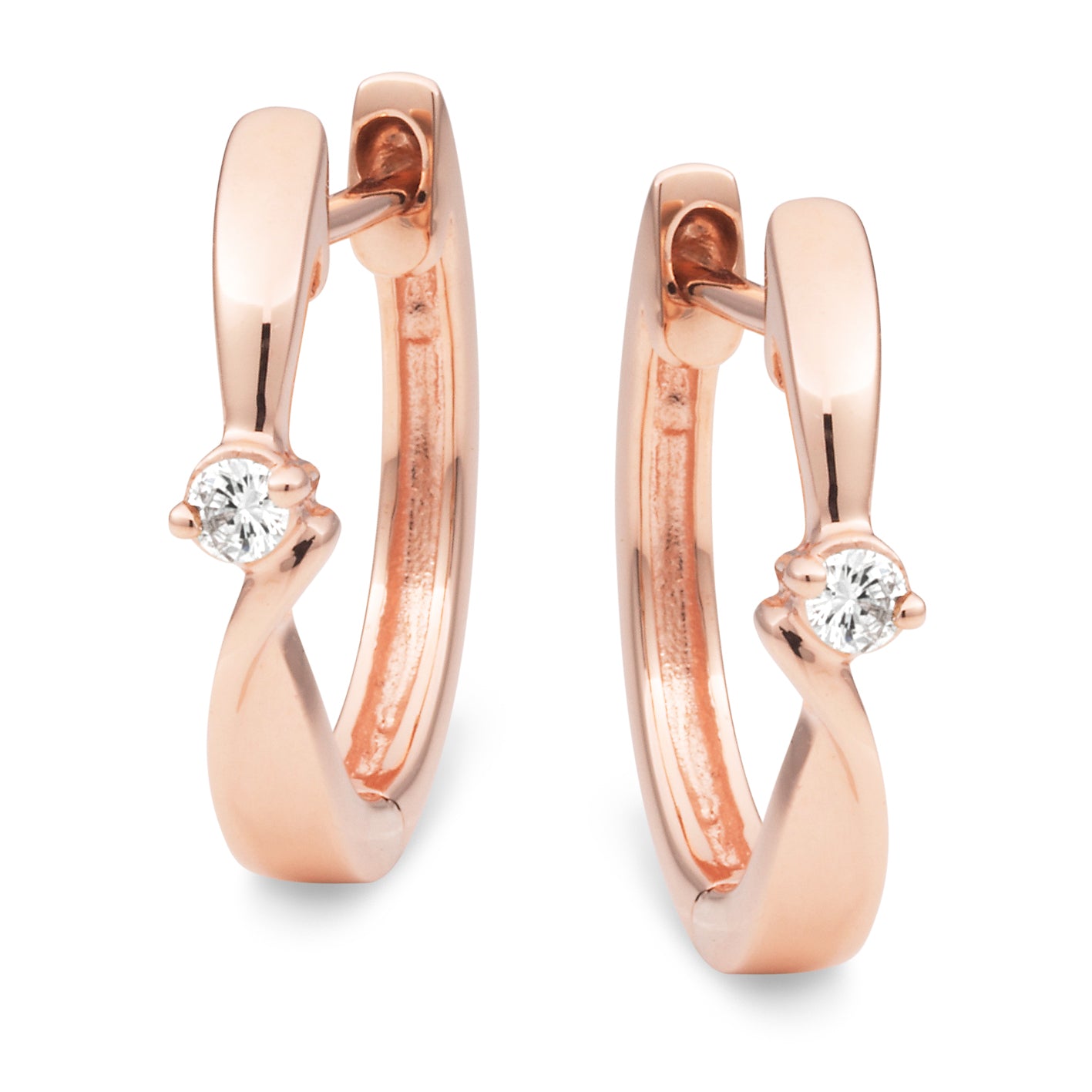 9ct Rose Gold Diamond Huggie Earrings