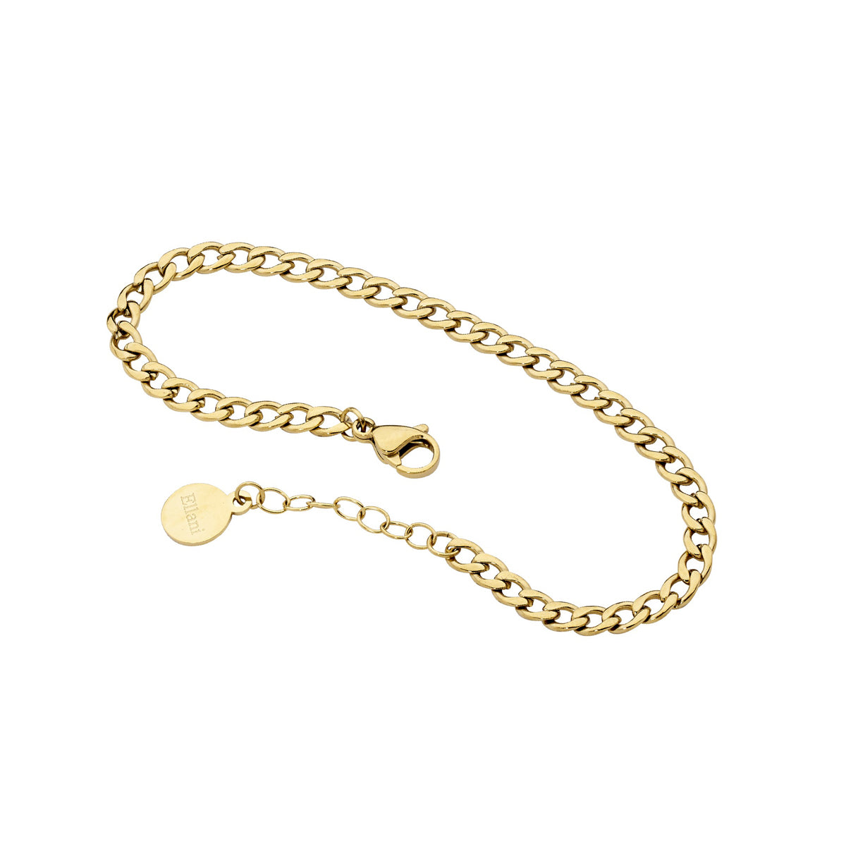 Stainless Steel Curb Chain Bracelet, 17cm+ Ext. With Gold IP Plating 