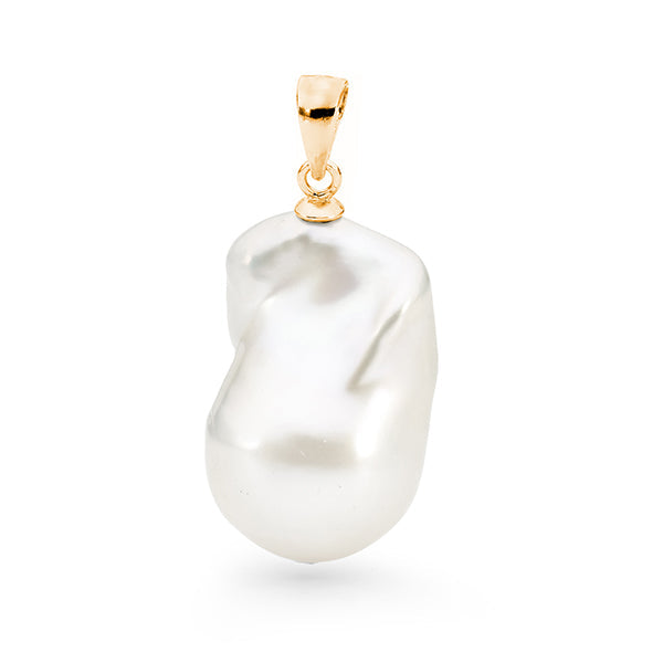 9ct Yellow Gold Freshwater Pearl Baroque Pendant
