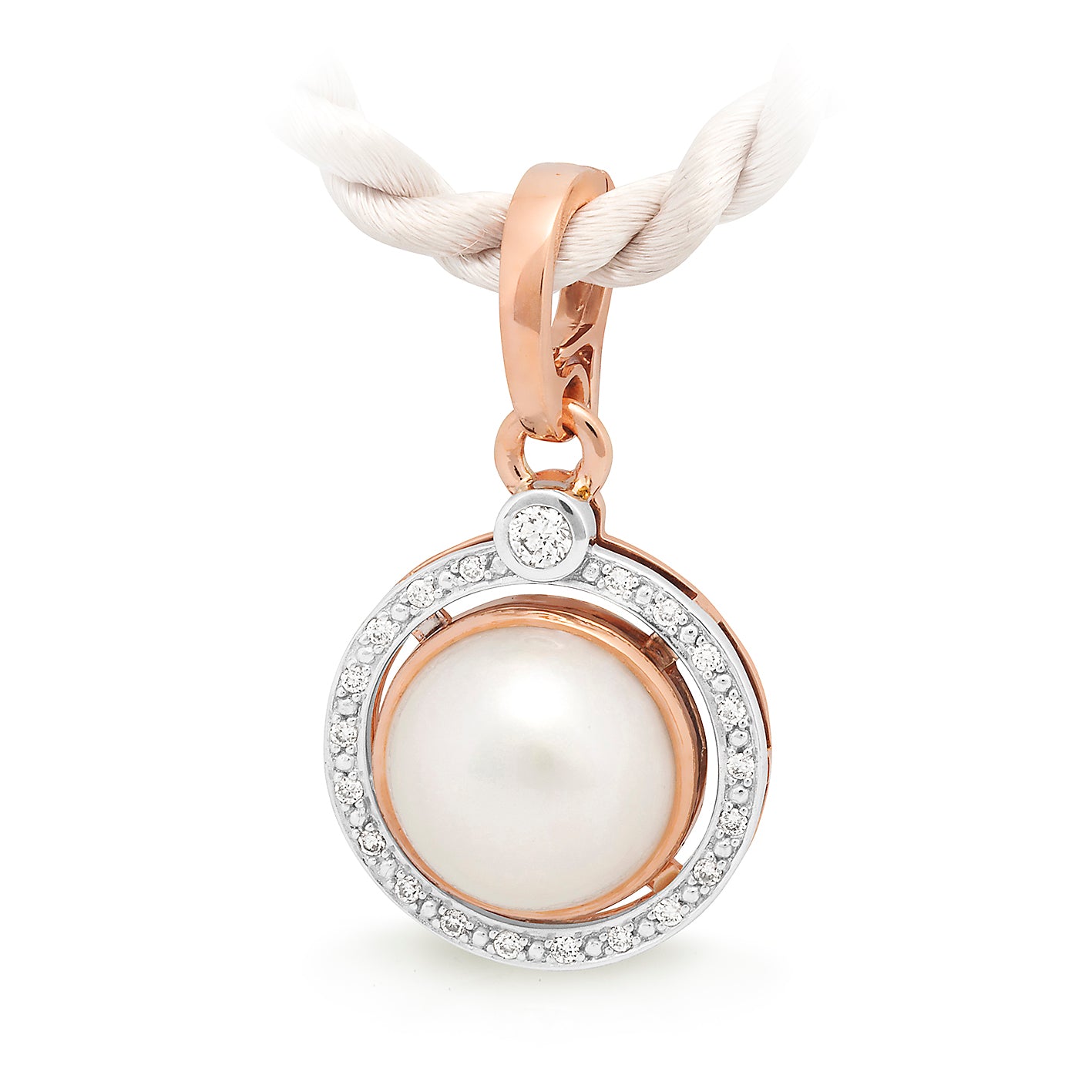 9ct Two Tone Mabe Pearl & Diamond Enhancer Pendant