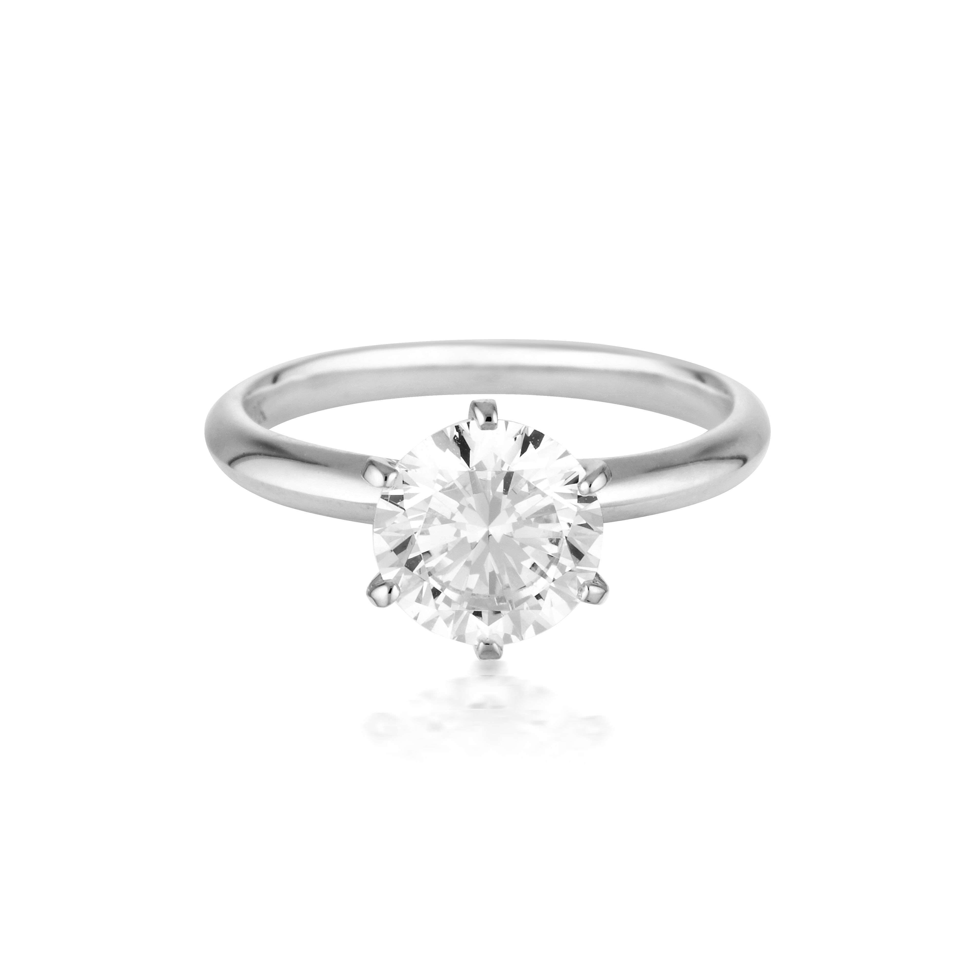 Georgini - Round Brilliant Cut 2Ct Cubic Zirconia Solitaire With Knife Edge Band In 9Ct White Gold