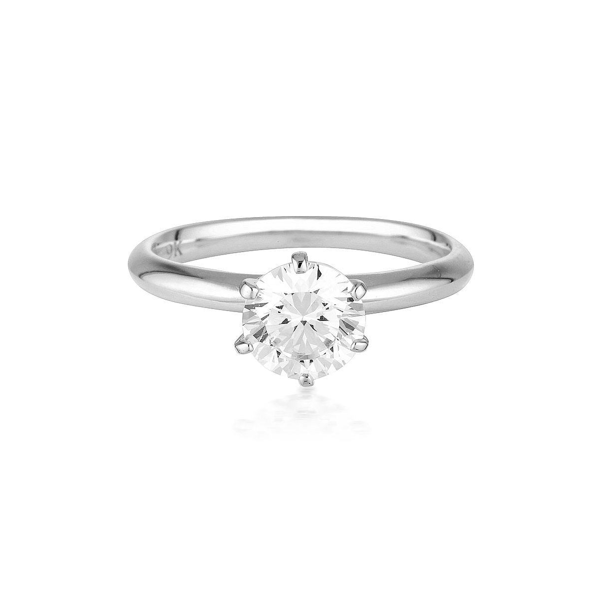 Georgini - Round Brilliant Cut 1.25Ct Cubic Zirconia Solitaire With Knife Edge Band In 9Ct White Gold