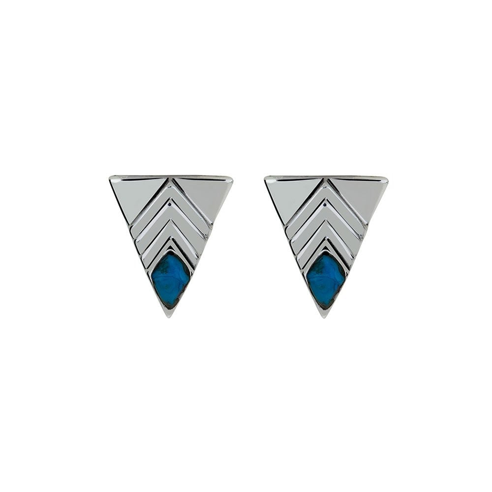 Sterling Silver & Turquoise Triangle Earrings