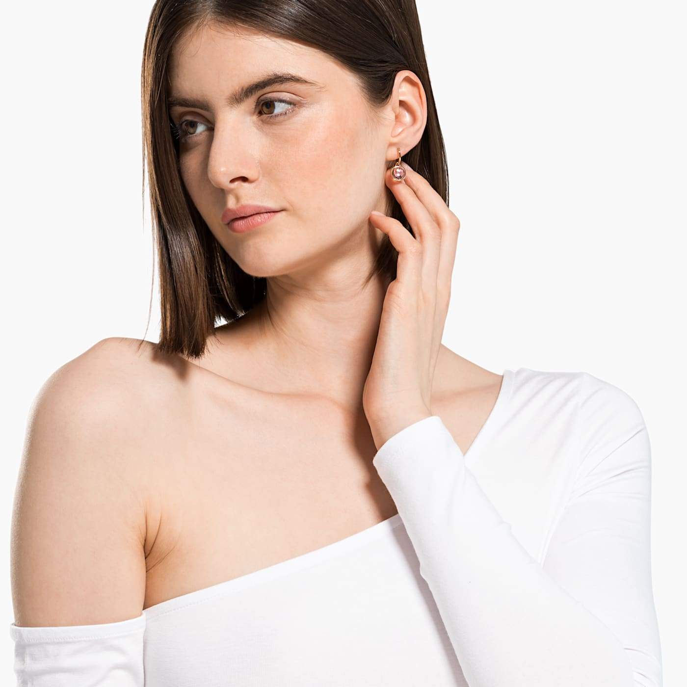 SWAROVSKI - Pink Tahlia Mini Hoop Pierced Earrings