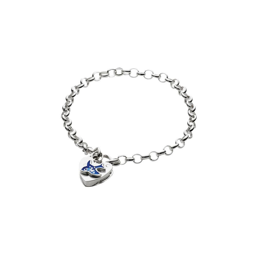 Sterling Silver Blue Bird Padlock Bracelet